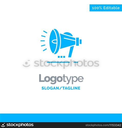 Speaker, Loudspeaker, Voice, Announcement Blue Solid Logo Template. Place for Tagline