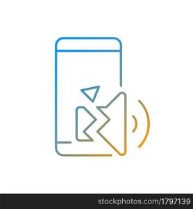 Speaker not working gradient linear vector icon. Internal and external speaker issue reasons. Distorted sound. Thin line color symbols. Modern style pictogram. Vector isolated outline drawing. Speaker not working gradient linear vector icon
