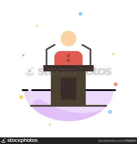 Speaker, Person, Presentation, Professional, Public, Seminar, Speech Abstract Flat Color Icon Template
