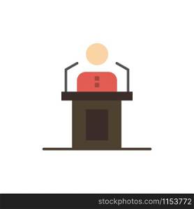 Speaker, Person, Presentation, Professional, Public, Seminar, Speech Flat Color Icon. Vector icon banner Template
