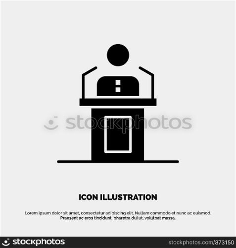 Speaker, Person, Presentation, Professional, Public, Seminar, Speech solid Glyph Icon vector