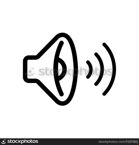 Speaker with sound icon vector. A thin line sign. Isolated contour symbol illustration. Speaker with sound icon vector. Isolated contour symbol illustration