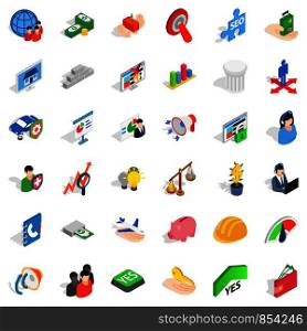 Speaking icons set. Isometric style of 36 speaking vector icons for web isolated on white background. Speaking icons set, isometric style