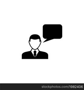 Speaking Man. Flat Vector Icon illustration. Simple black symbol on white background. Speaking Man sign design template for web and mobile UI element. Speaking Man Flat Vector Icon