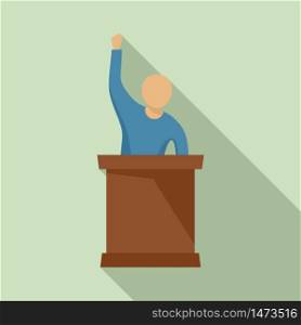 Speaking protester icon. Flat illustration of speaking protester vector icon for web design. Speaking protester icon, flat style