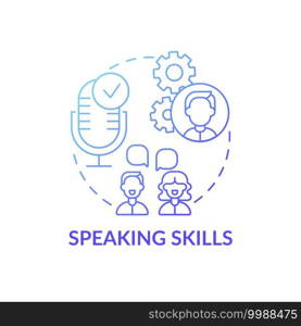Speaking skills concept icon. Language learning competence idea thin line illustration. Improving speaking skills. Communicating in everyday life. Vector isolated outline RGB color drawing. Speaking skills concept icon