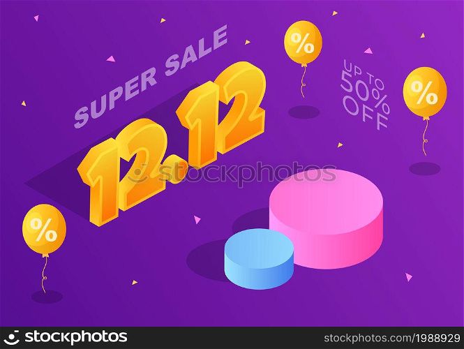 Special 12.12 Shopping Day with Super Sale Discount Poster or Banner Vector Illustration For Marketing Business Promotion Last Month of the Year