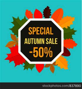 Special colorful autumn sale background. Flat illustration of special colorful autumn sale vector background for web design. Special colorful autumn sale background, flat style