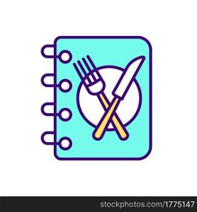 Special menu RGB color icon. Isolated vector illustration. Diet for people with diabetes. Healthy meal preparing. Food consumption plan simple filled line drawing. Special menu RGB color icon