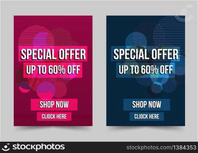 Special offer banner set modern geometric shapes abstract design template.Seasonal sale discount end of season background.Can be editable text.