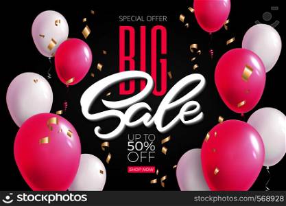 Special offer Big Sale banner template vector design. Special offer Big Sale banner template vector design. Colorful air balloons