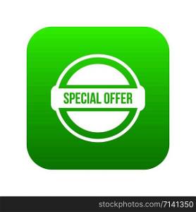 Special offer circle icon digital green for any design isolated on white vector illustration. Special offer circle icon digital green