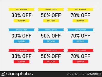 Special offer discount sale banner set Vector EPS 10. Special offer discount sale banner set. Vector EPS 10