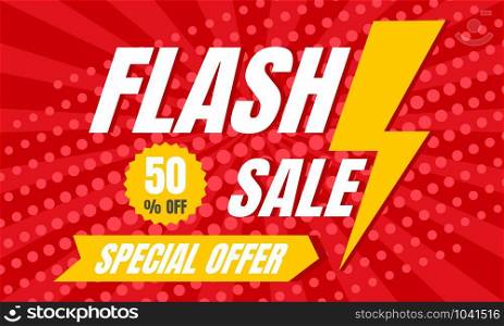 Special offer flash sale concept banner. Flat illustration of special offer flash sale vector concept banner for web design. Special offer flash sale concept banner, flat style