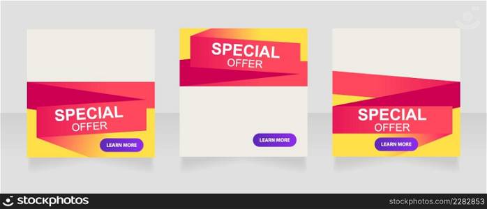 Special offer for constant customers web banner design template. Vector flyer with text space. Advertising placard with customized copyspace. Printable poster for advertising. Arial font used. Special offer for constant customers web banner design template