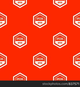 Special offer pentagon pattern repeat seamless in orange color for any design. Vector geometric illustration. Special offer pentagon pattern seamless