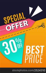 Special offer poster. Discount price promo flyer. Vector illustration. Special offer poster. Discount price promo flyer