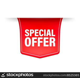 Special Offer red ribbon or price tag. Realistic badge. Vector illustration. Special Offer red ribbon or price tag. Realistic badge. Vector illustration.