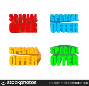 Special offer. Set of colored special offer for business presentation template. 3D letters.&#xA;