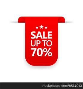 Special offer sign. Price tag for sale up to 70 discount promotion. Shopping tags line icon.. Special offer sign. Price tag for sale up to 70  discount promotion. Shopping tags line icon