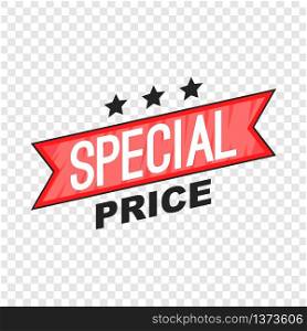 Special price ribbon icon in cartoon style isolated on background for any web design . Special price ribbon icon, cartoon style