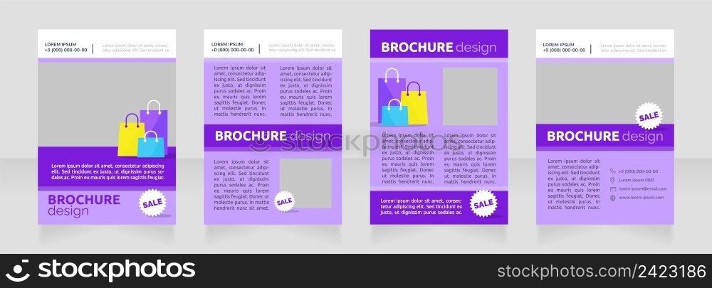 Special promotions on brand clothes blank brochure design. Template set with copy space for text. Premade corporate reports collection. Editable 4 paper pages. Ubuntu Bold, Raleway Regular fonts used. Special promotions on brand clothes blank brochure design