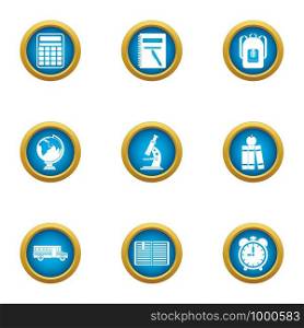 Special school icons set. Flat set of 9 special school vector icons for web isolated on white background. Special school icons set, flat style