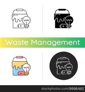 Special waste icon. Solid and semi-solid materials. Waste with hazardous properties. Additional disposal techniques. Linear black and RGB color styles. Isolated vector illustrations. Special waste icon