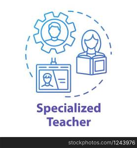Specialized teacher concept icon. Professional tutor. Learning support and counseling. Inclusive education idea thin line illustration. Vector isolated outline RGB color drawing. Editable stroke