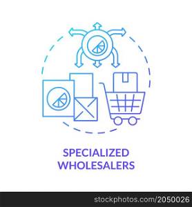 Specialized wholesaler blue gradient concept icon. Selected goods distribution business. Retail market service abstract idea thin line illustration. Vector isolated outline color drawing. Specialized wholesaler blue gradient concept icon