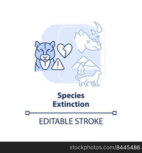 Species extinction light blue concept icon. Consequence of overpopulation abstract idea thin line illustration. Isolated outline drawing. Editable stroke. Arial, Myriad Pro-Bold fonts used. Species extinction light blue concept icon