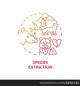Species extinction red gradient concept icon. Wild animals loss. Consequence of overpopulation abstract idea thin line illustration. Isolated outline drawing. Myriad Pro-Bold fonts used. Species extinction red gradient concept icon