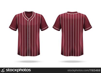 Specification Baseball Jersey T Shirt Mockup isolated on white background , Blank space on the shirt for the design and placing elements or text on the shirt , blank for printing , vector illustration