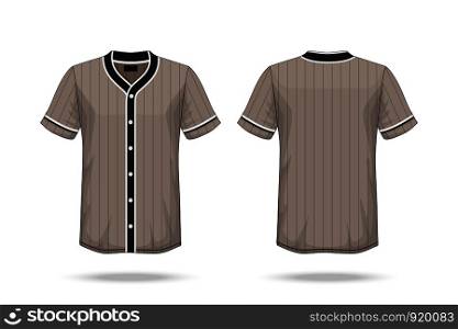 Specification Baseball T Shirt brown black Mockup isolated on white background , Blank space on the shirt for the design and placing elements or text on the shirt , blank for printing , illustration