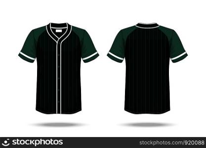 Specification Baseball T Shirt Dark Green Mockup isolated white background , Blank space on the shirt for the design and placing elements or text on the shirt , blank for printing , illustration