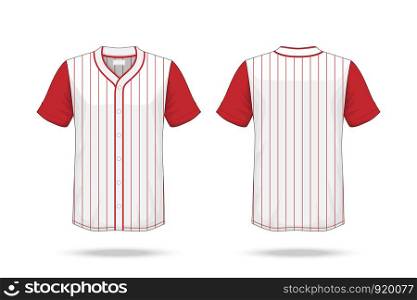 Specification Baseball T Shirt white red Mockup isolated on white background , Blank space on the shirt for the design and placing elements or text on the shirt , blank for printing , illustration