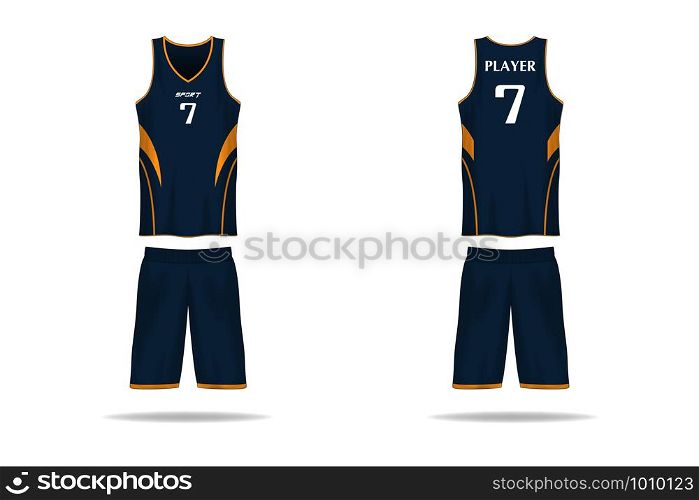 Specification basket Jersey template. mock up Sport T Shirt v neck uniform . Vector Illustration design