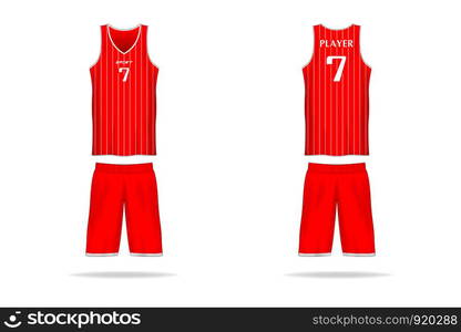 Specification basket Jersey template. mock up Sport T Shirt v neck uniform . Vector Illustration design