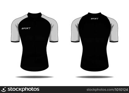 Specification Cycling Jersey template. mock up Sport T Shirt round neck uniform for bicycle apparel . Vector Illustration design