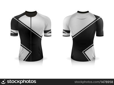 Specification Cycling Jersey template. mock up Sport T Shirt round neck uniform for bicycle apparel . Vector Illustration design , Separate work layers .