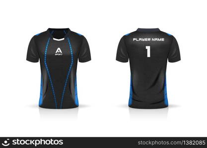 Specification Soccer Sport , Esport Gaming T Shirt Jersey template. mock up uniform . Vector Illustration design