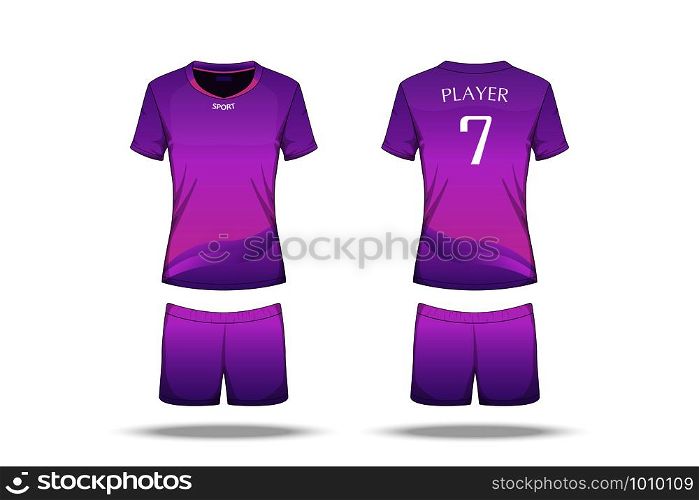 Specification Volleyball Jersey isolated on white background , Sport T Shirt round neck and short pants template. mockup team uniform . Vector layers , Illustration design eps10