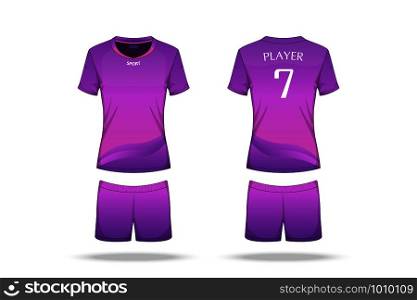 Specification Volleyball Jersey isolated on white background , Sport T Shirt round neck and short pants template. mockup team uniform . Vector layers , Illustration design eps10