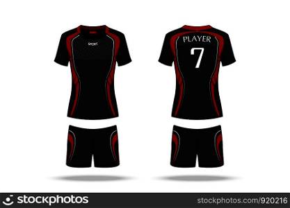 Specification Volleyball Jersey isolated on white background , Sport T Shirt round neck and short pants template. mockup team uniform . Vector layers , Illustration design