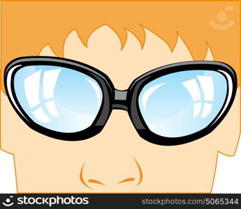 Spectacles on person. Spectacles on person of the person on white background