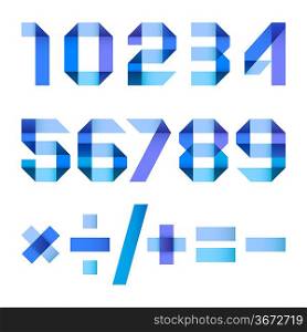Spectral letters folded of paper blue ribbon - Arabic numerals
