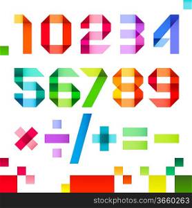 Spectral letters folded of paper ribbon colour - Arabic numerals