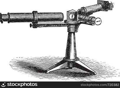 Spectroscope or Spectrometer or Spectrophotometer or Spectrograph, vintage engraving. Old engraved illustration of Spectroscope.