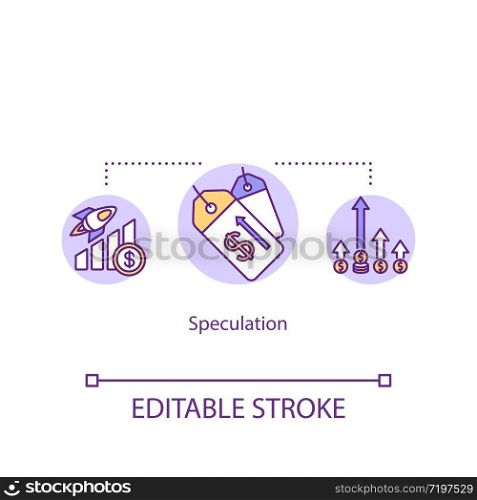 Speculation concept icon. Financial issue, economic bubble idea thin line illustration. Price growth, profiting on stock market fluctuations. Vector isolated outline RGB color drawing. Editable stroke