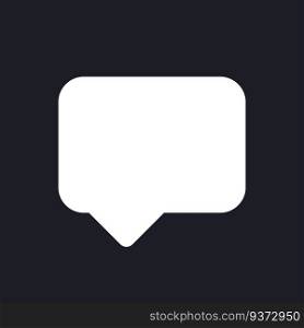 Speech box dark mode glyph ui icon. Chat conversation. Leave comment. User interface design. White silhouette symbol on black space. Solid pictogram for web, mobile. Vector isolated illustration. Speech box dark mode glyph ui icon
